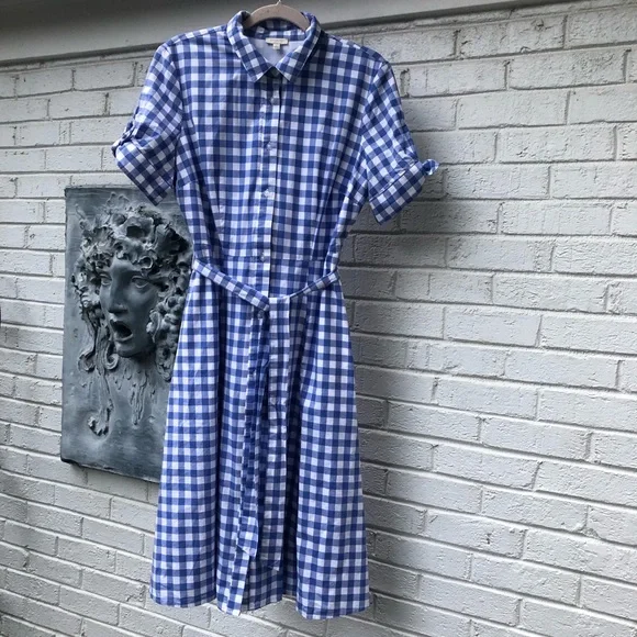 Talbots Blue Ruffled Smocked Midi Dress - Picture 4 of 14